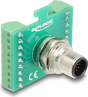 Adapter modul DeLOCK M12 Transfer Module, 17-pin A-coded në bllok terminal, i gjelbër