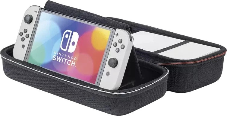 Kasë udhëtimi Nacon Traveler Deluxe System Case Medium për Nintendo Switch 2/OLED/Switch, 12 lojëra, 290×165×105 mm, e zezë