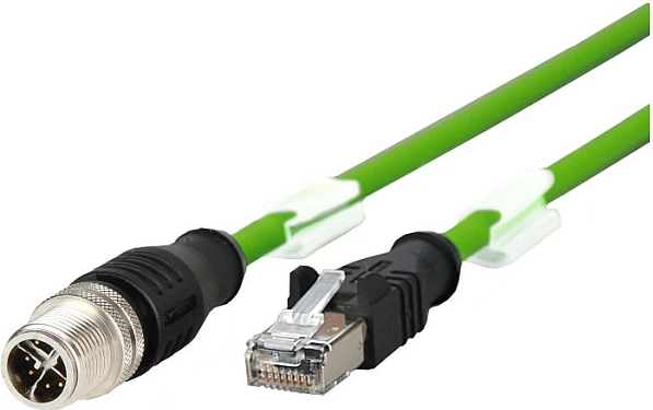 Kabllo rrjeti METZ CONNECT 142M2X15020, M12 në RJ45, 2 m, e gjelbër