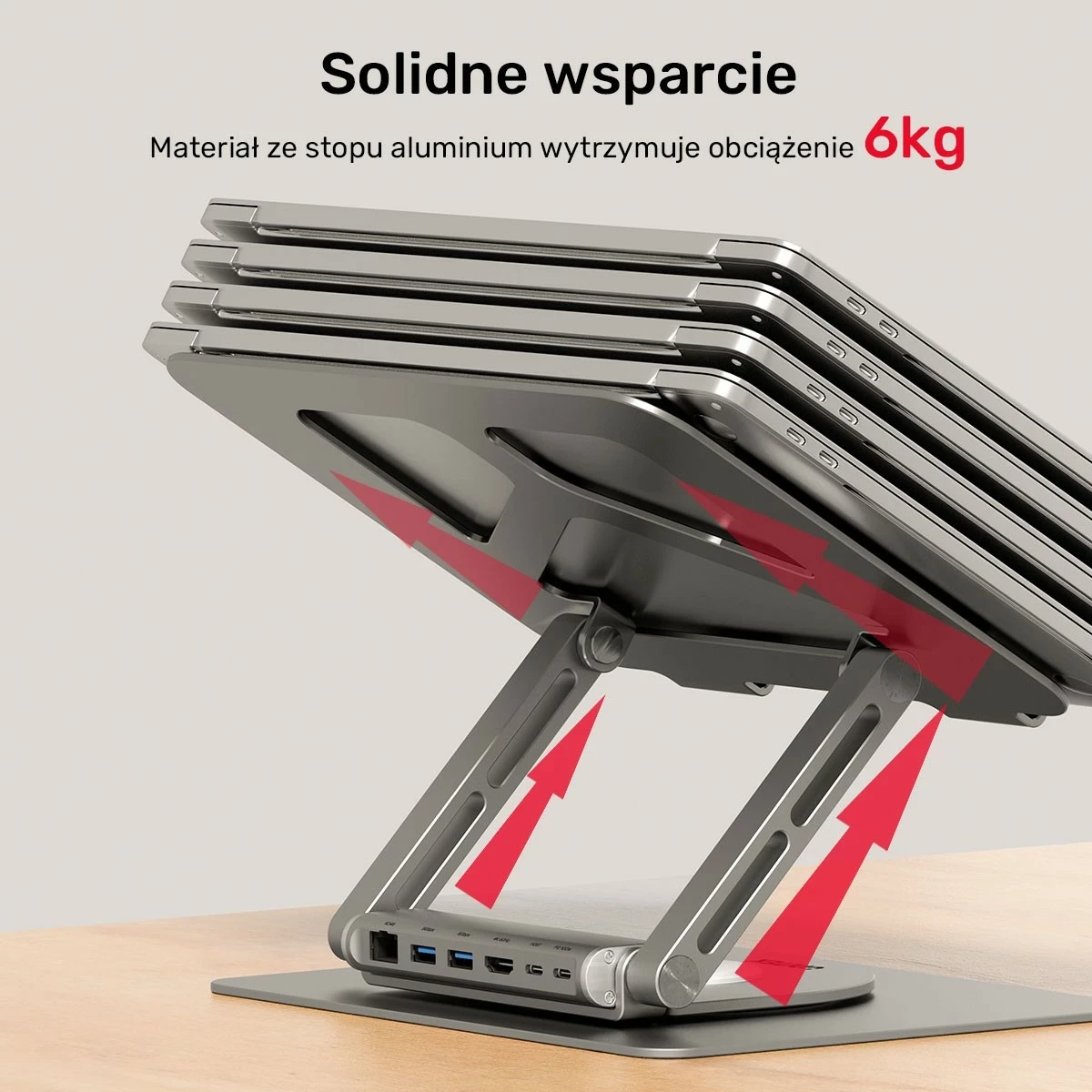 Podstavek për laptop Unitek USB-C HDMI 4K PD 100W, ngjyrë argjendi