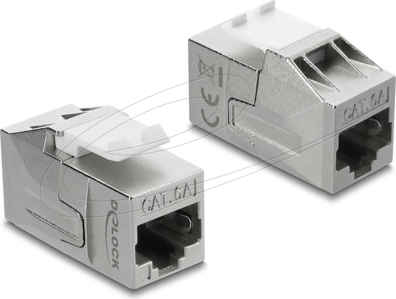 Adapter RJ-45 DeLOCK 91122, coupler Keystone Cat6a, femër-femër, i rrafshët, argjend/bardhë