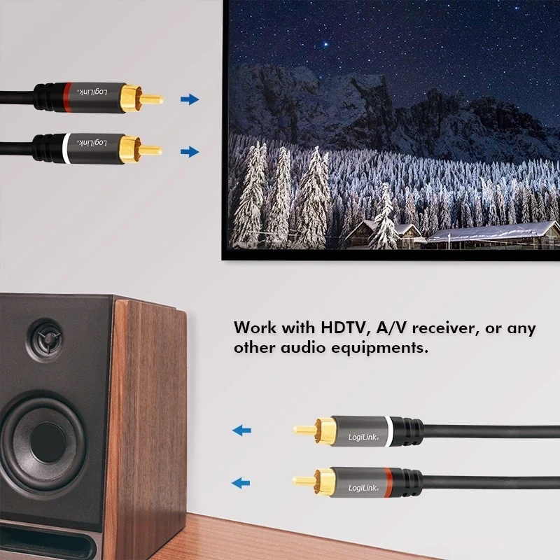 Kabllo RCA LogiLink, 3.0m, e zezë