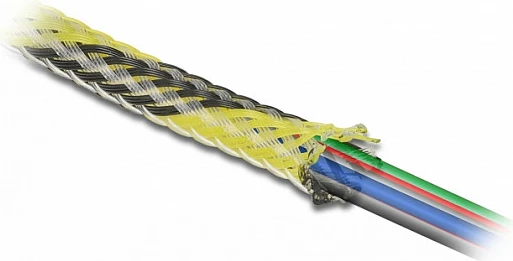 Mëngë e thurur për kabllo DeLOCK, 2 m, Ø19 mm, poliester, -50 deri 150°C, zi/verdhë