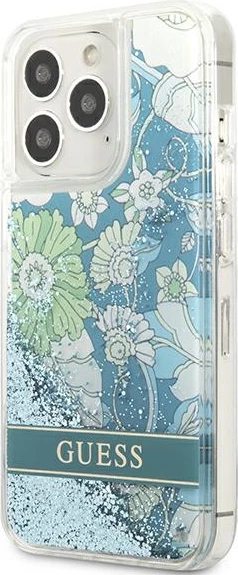 Mbështjellës Guess Flower Liquid Glitter për iPhone 13/13 Pro 6.1", Gjelbër