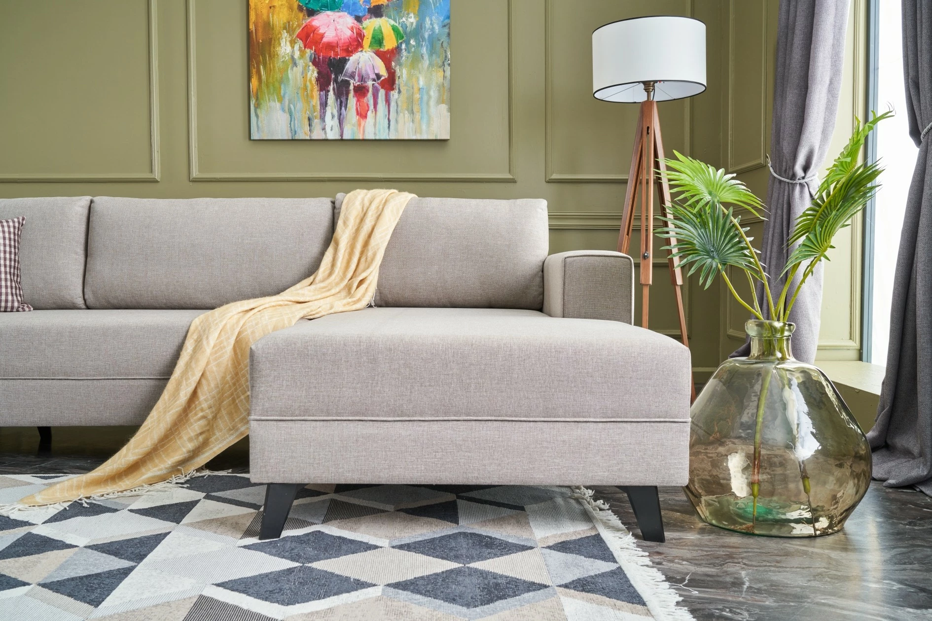 Kënd-sofë krevati Atelier del Sofa, Efsun, krem