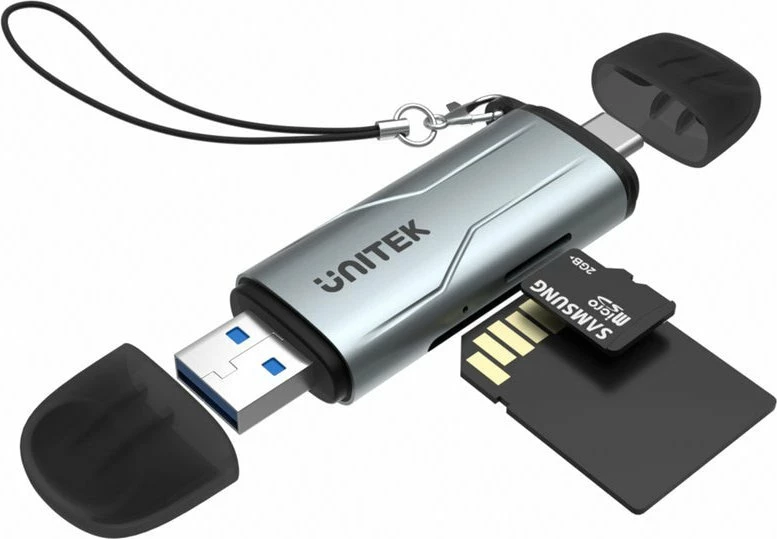 Lexues kartelash SD/microSD Unitek R1010A USB-A/USB-C 5Gbps, gri