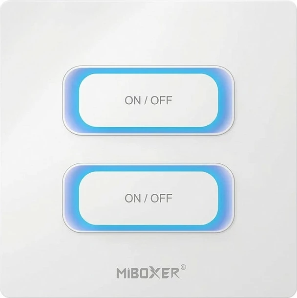 Switch i mençur Miboxer Mi-Light 2 Gang 2.4GHz, touch, me dimmer dhe sensor lëvizjeje, i bardhë