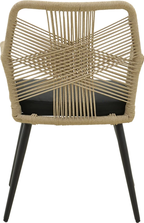 Fotel Andros, alumin i zi, litar PE bezhë, 56x60x86cm