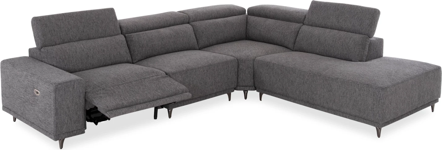 Këndore e djathtë 5-vendëshe me recliner Lunaris CD3316.01R, material gri, 307x267x94H