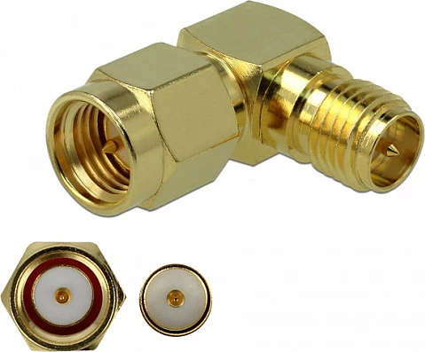 Adapter SMA në RP-SMA DeLOCK 89967, 90°, Female-Female, Gold