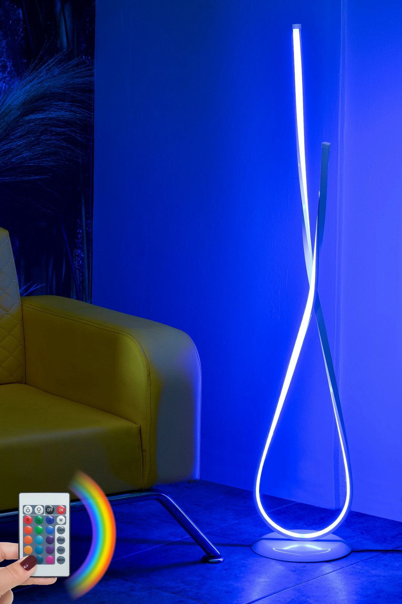 Llambë dyshemeje Opviq Van Gogh, e bardhë, shumëngjyrëshe