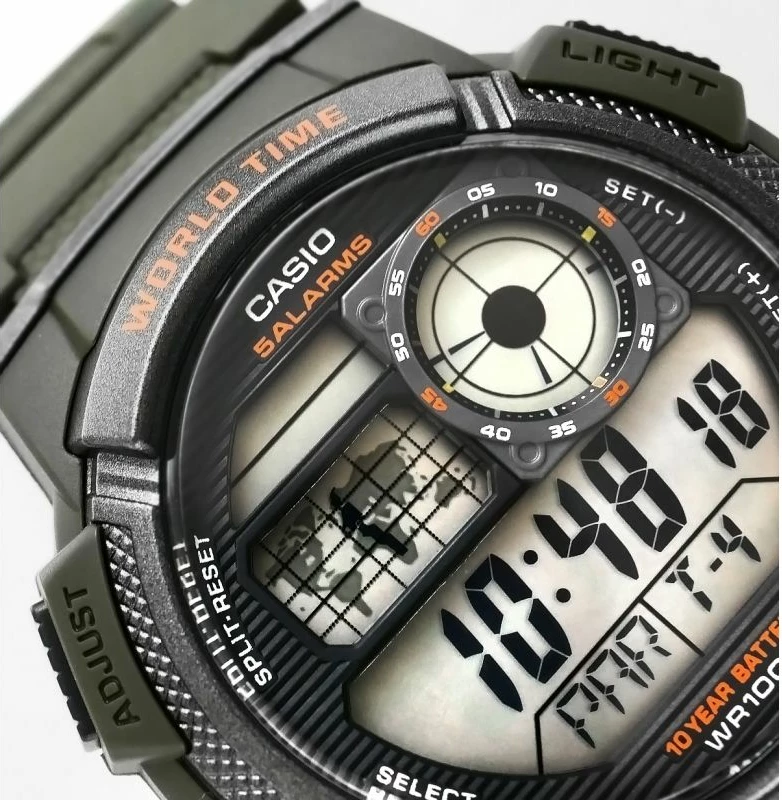 Orë dore për meshkuj Casio, e zezë