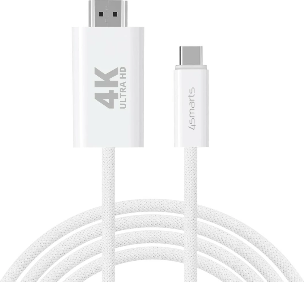 Kabëll USB-C në HDMI 4smarts 540955, 2 m, Bardhë