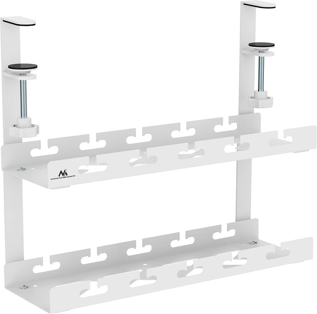Organizues kabllosh nën tavolinë Maclean MC-104 W, 2 nivele, çelik, Bardhë