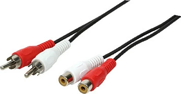 Kabllo audio LogiLink, 2x RCA mashkull në 2x RCA femër, 5 m, e zezë