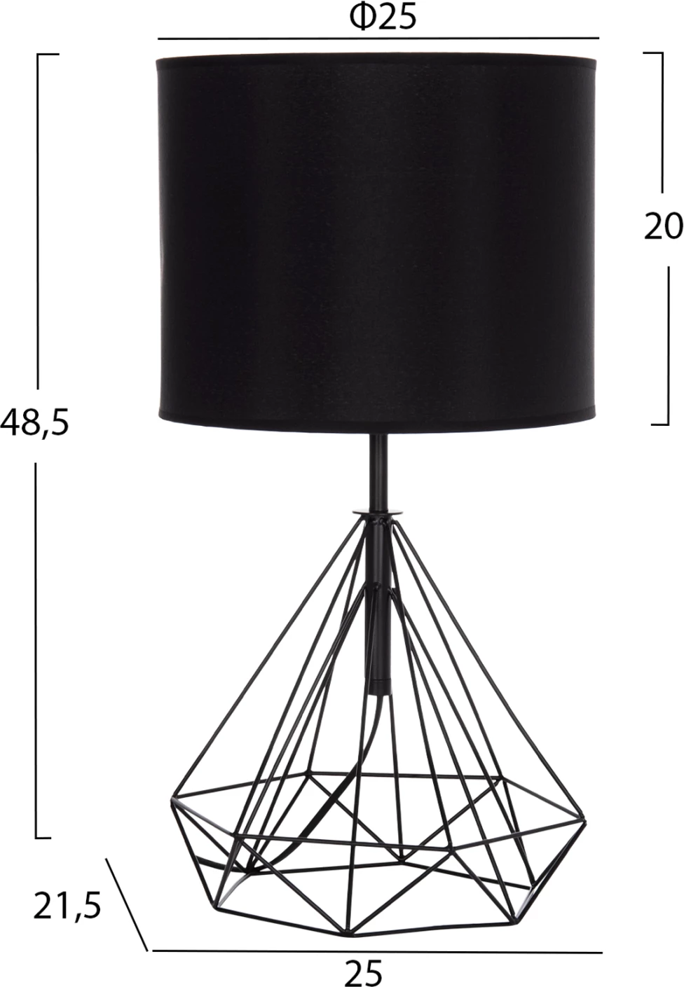 Llambë tavoline GEILO FH7416.11, metal i zi, kapak PVC i zi, 25x48.5cm 6