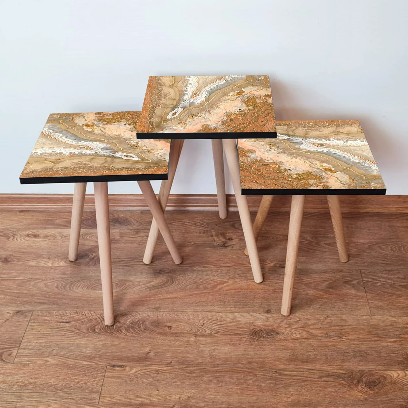 Set tavolina të ndërlidhura, 3 copë, Skye Decor, portokalli, 3Shp77