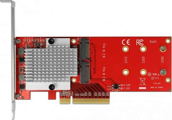 Kartë zgjerimi PCIe DeLOCK 90305, 2x M.2 NVMe, low-profile, PCIe 3.0, 32 Gbit/s