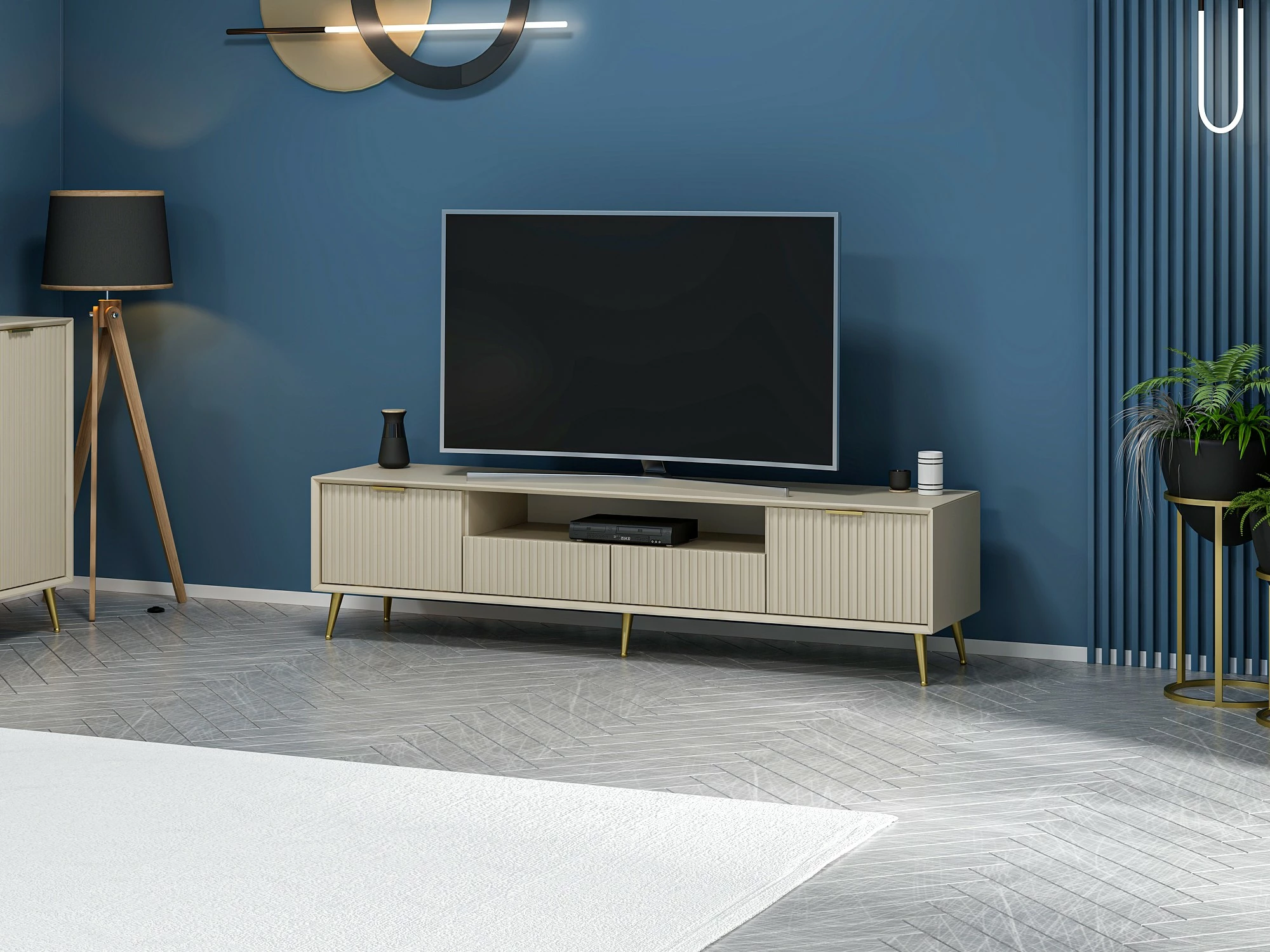 Komodë TV Hanah Home, Luxe, ngjyrë rëre
