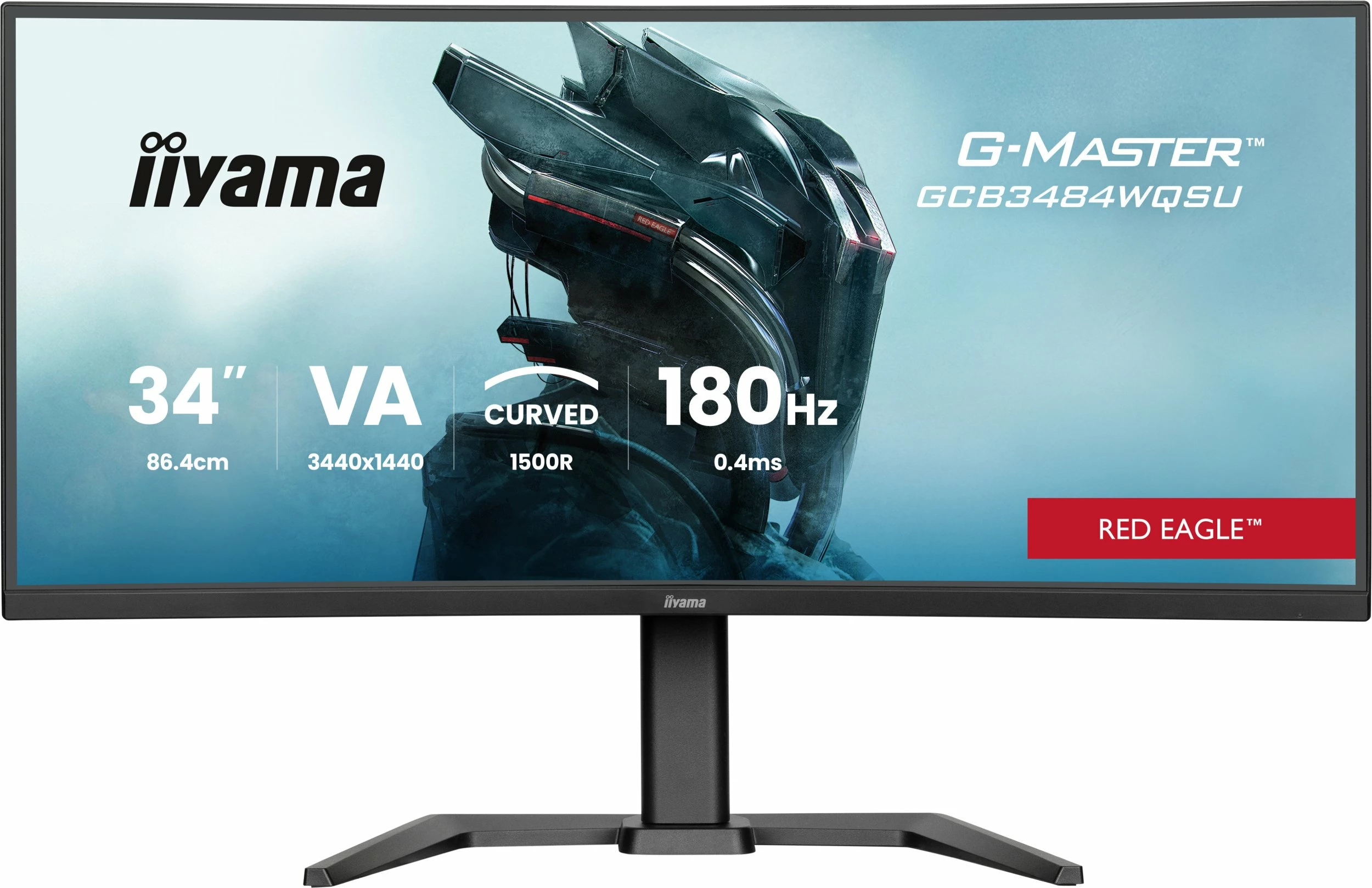 Monitor gaming iiyama G-Master GCB3484WQSU-B1 Red Eagle 34\" UWQHD 180Hz 0.4ms VA i lakuar 1500R, i zi