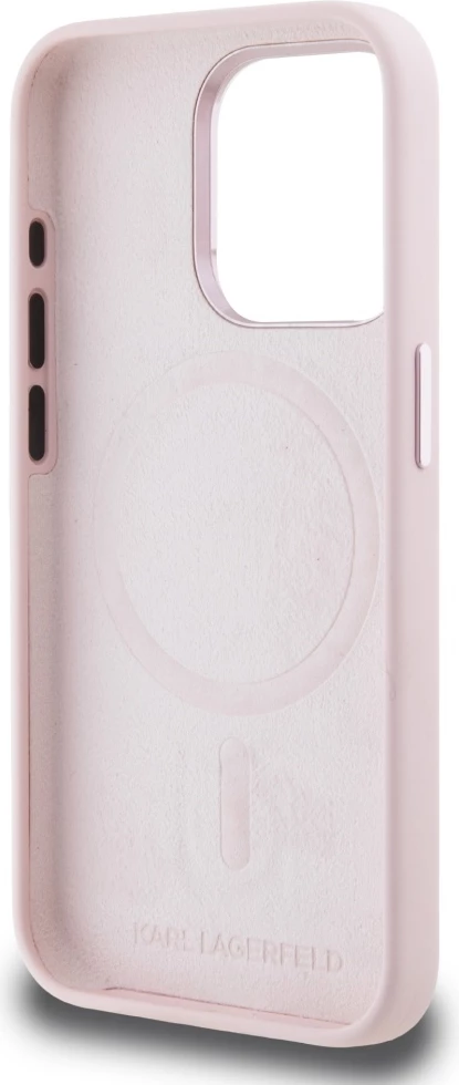 Mbështjellës Karl Lagerfeld Silicone Shadow Metal Initial MagSafe për iPhone 15 Pro Max, Rozë