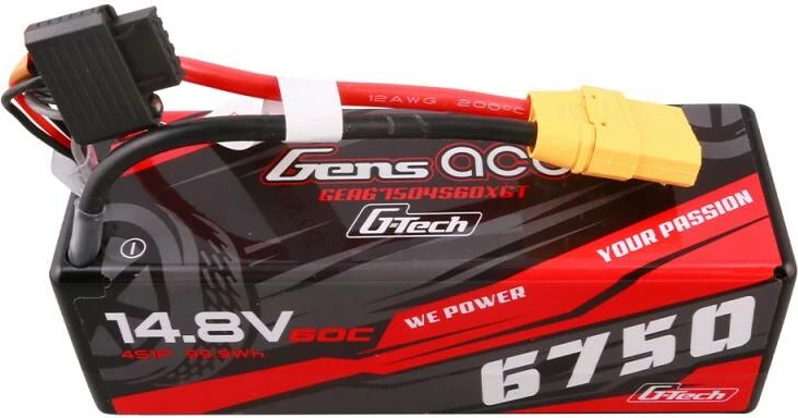 Bateri LiPo Gens ace G-Tech GEA67504S60XGT 6750mAh 14.8V 60C 4S XT90 JST-XHR