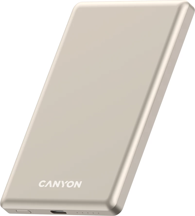 Power bank CANYON OnPower 505 5000 mAh PD 20W MagSafe magnetik ultra i hollë, beige