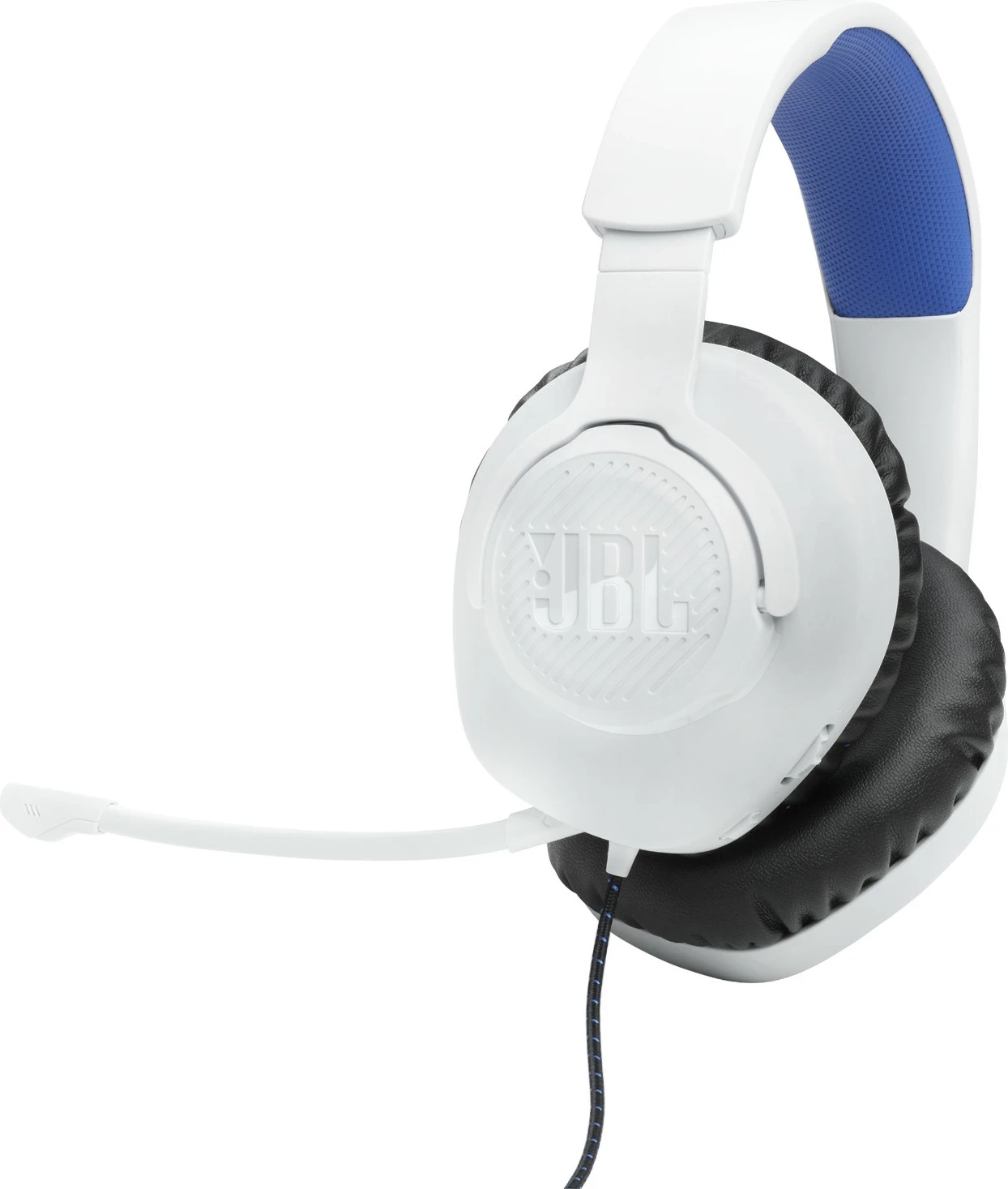 Kufje JBL Quantum 100P PS Edition, me mikrofon të çmontueshëm, over-ear, Bardhë/Kaltër