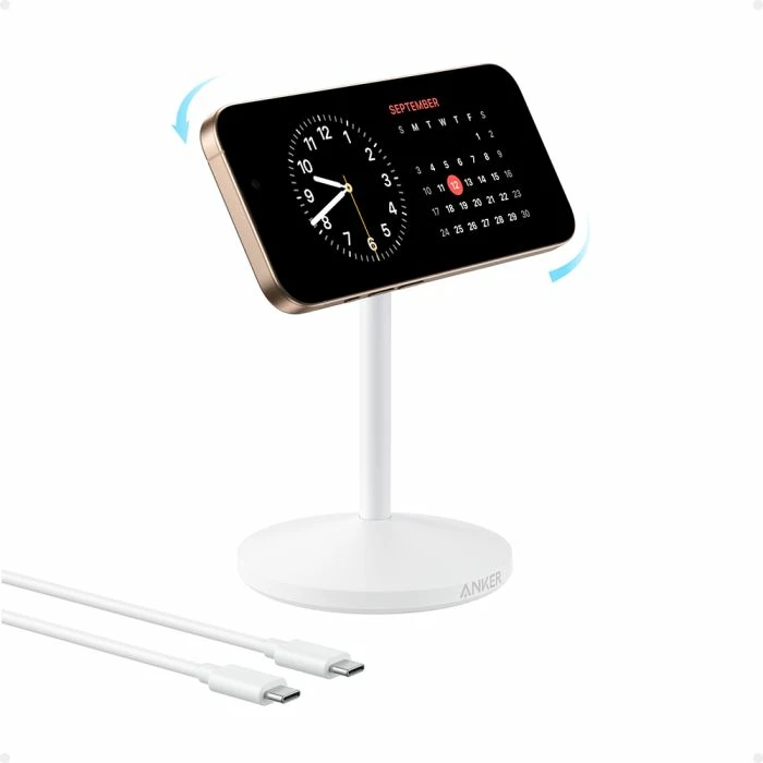 Karikues wireless me stand ANKER MagGo A25X1H21 15W Qi2/MagSafe-compatible, rrotullim 360°, bardhë