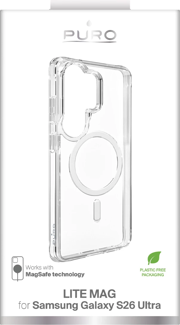 Mbështjellës Puro LITE MAG për Samsung Galaxy S26 Ultra, kompatibil me MagSafe, TPU, transparent, në kuti