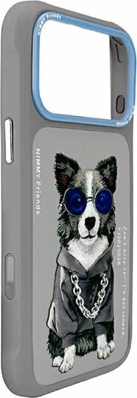 Kutia mbrojtëse Nimmy Glasses Cool Dog për iPhone 17 Pro, gri