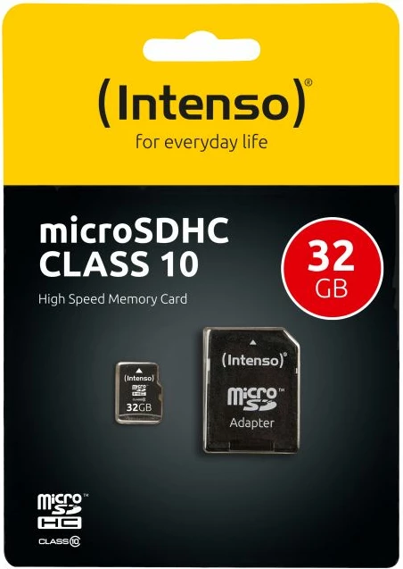 Kartelë memorje microSDHC Intenso Class 10 32GB 40MB/s me adapter SD