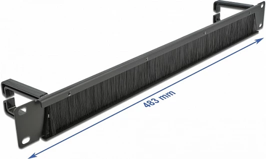 Panel menaxhimi kabllosh DeLOCK 19" 1U me furçë dhe 2 grepa, i zi