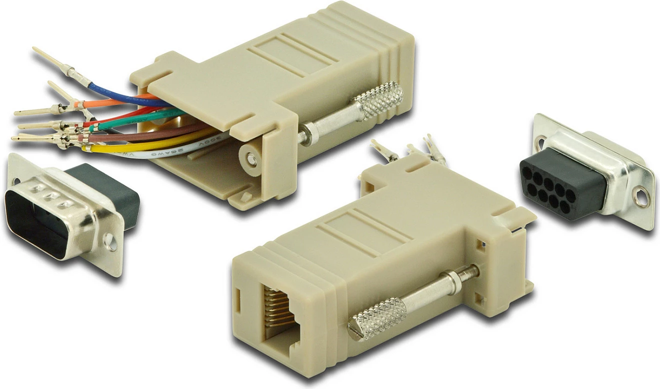 Adapter serial Digitus RS-232 DB9 në RJ45, bezhë