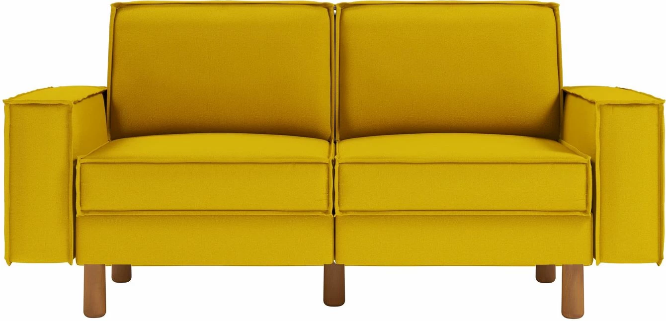 Divan dy ulës, ngjyrë sunflower, këmbë druri walnut, Atelier del Sofa Sparrow 2
