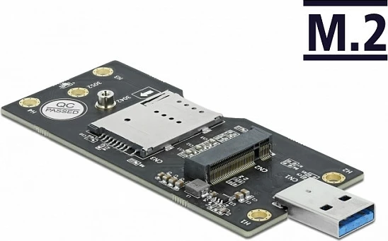 Adapter USB 3.0 DeLOCK Type-A në M.2 Key B me slot SIM, i zi