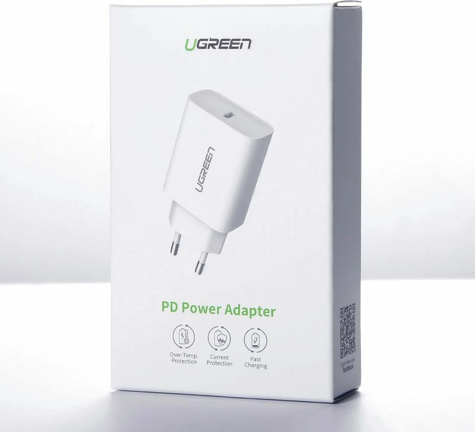 Karikues Ugreen CD137 18W 1x USB-C PD/QC 3A argjendtë/bardhë