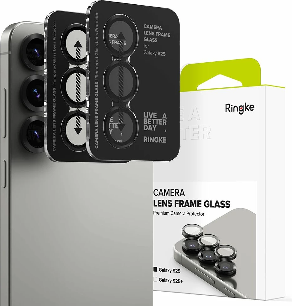 Mbrojtës kornize kamere Ringke për Samsung Galaxy S25, 2 copë, Zi