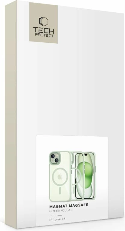 Mbështjellës Tech-Protect MagMat MagSafe për iPhone 15, Transparent, Gjelbër