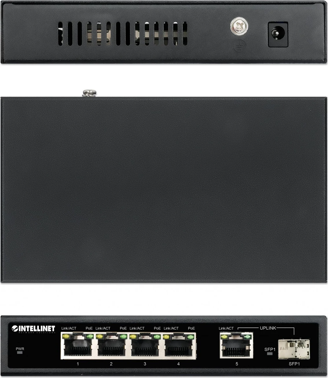 Switch Intellinet 561822 Gigabit 4x RJ45 PoE+, 1x RJ45 Uplink, 1x slot SFP