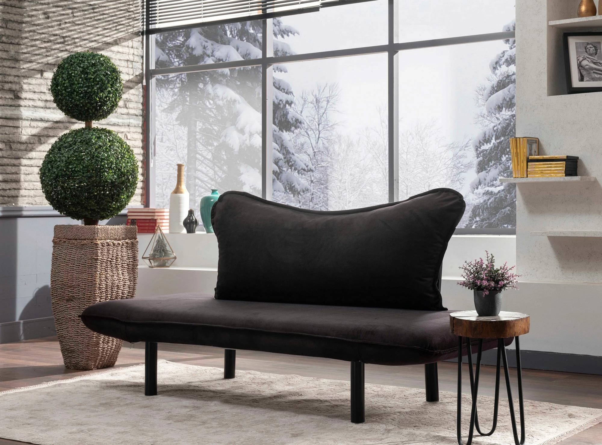 Divan-krevat dy vendësh Atelier del Sofa, Chatto, ngjyrë e zezë