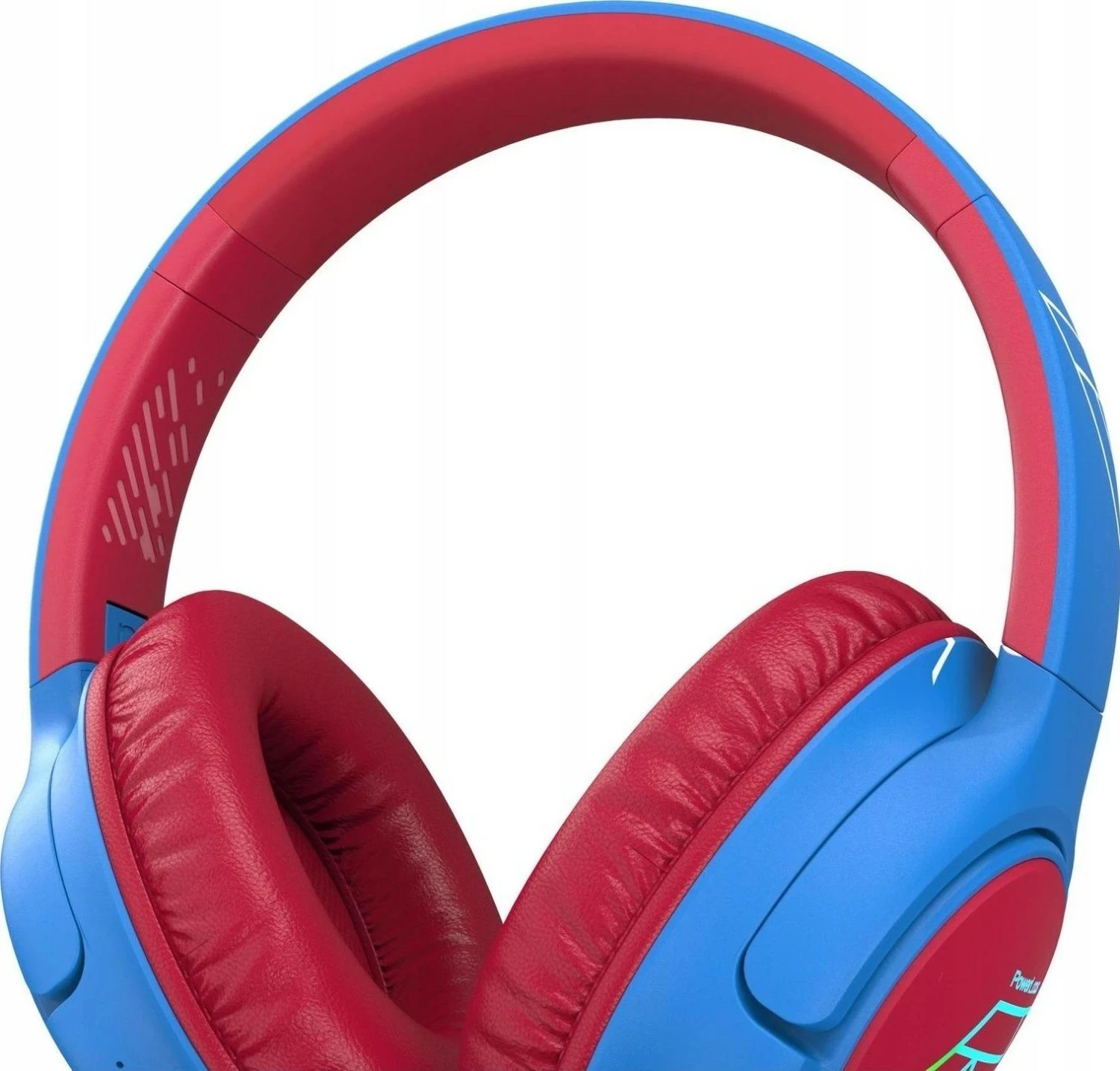 Kufje PowerLocus Bobo Kids, wireless Bluetooth 5.3, LED, AUX/USB-C, kuqe-kaltër