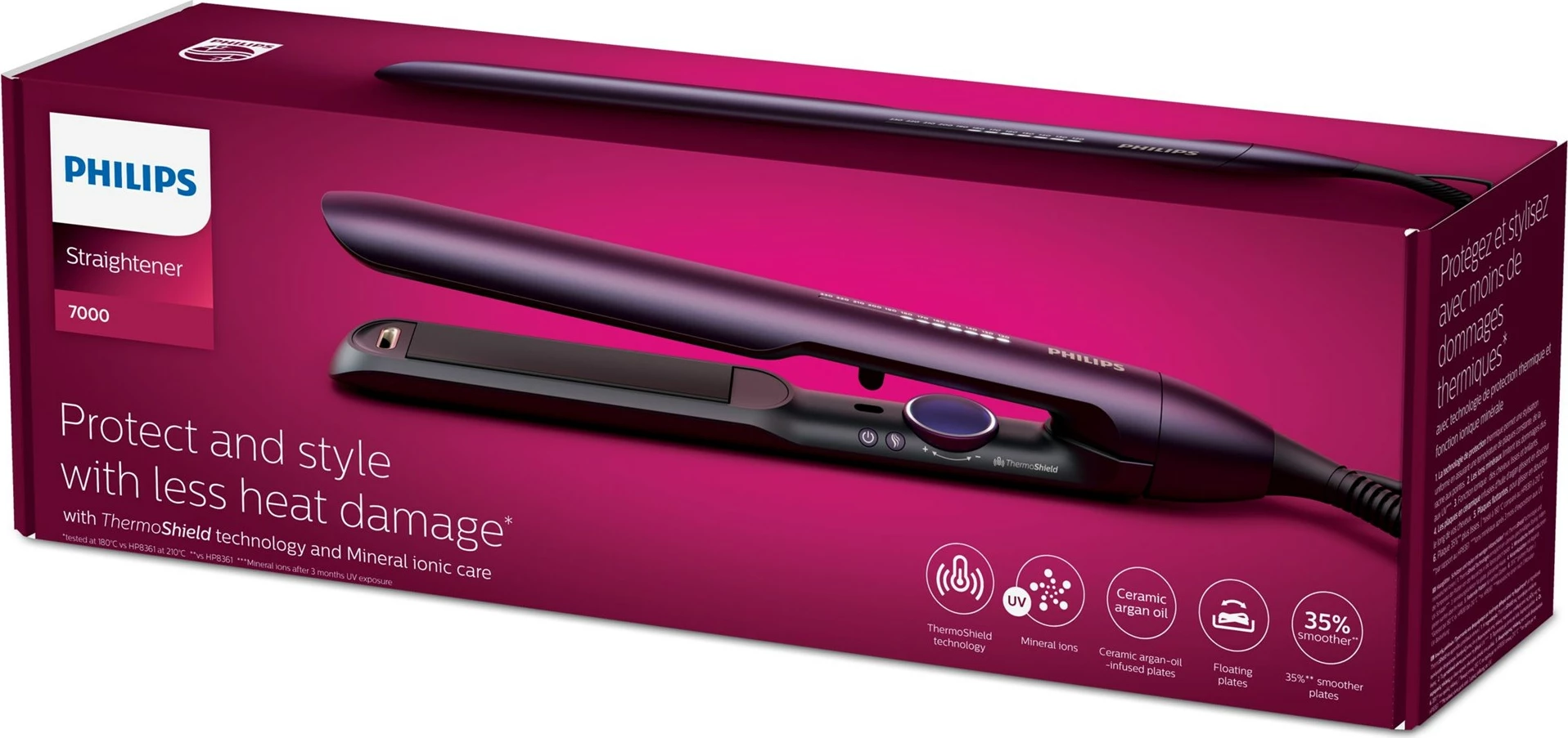 Hekur për flokë Philips 7000 Series BHS752/00, jonik, 230°C, kabllo 2 m, Warm Purple