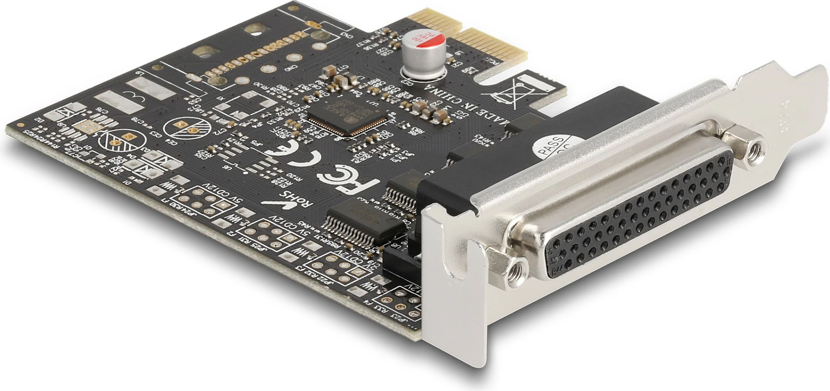 Kartelë PCIe DeLOCK, 4x RS-232 (Serial) DB9, PCIe 2.0, full-height/low-profile, e zezë