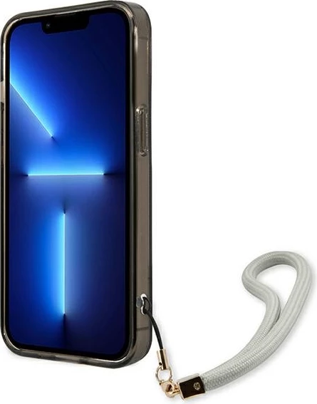 Mbështjellës Guess GUHCP13LHTSGSK për iPhone 13/13 Pro 6.1", i fortë, me rrip, i zi