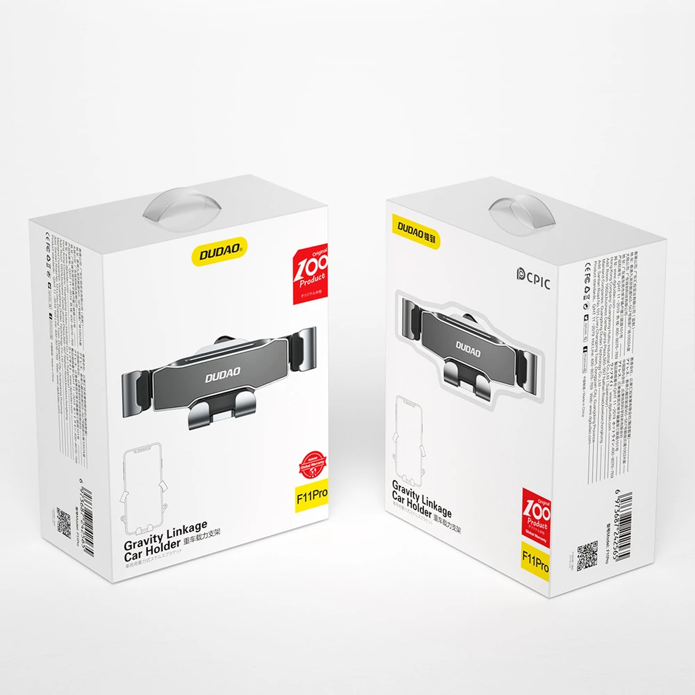 Mbajtës graviteti për celular Dudao F11Pro, për grilë ajrosjeje, i zi