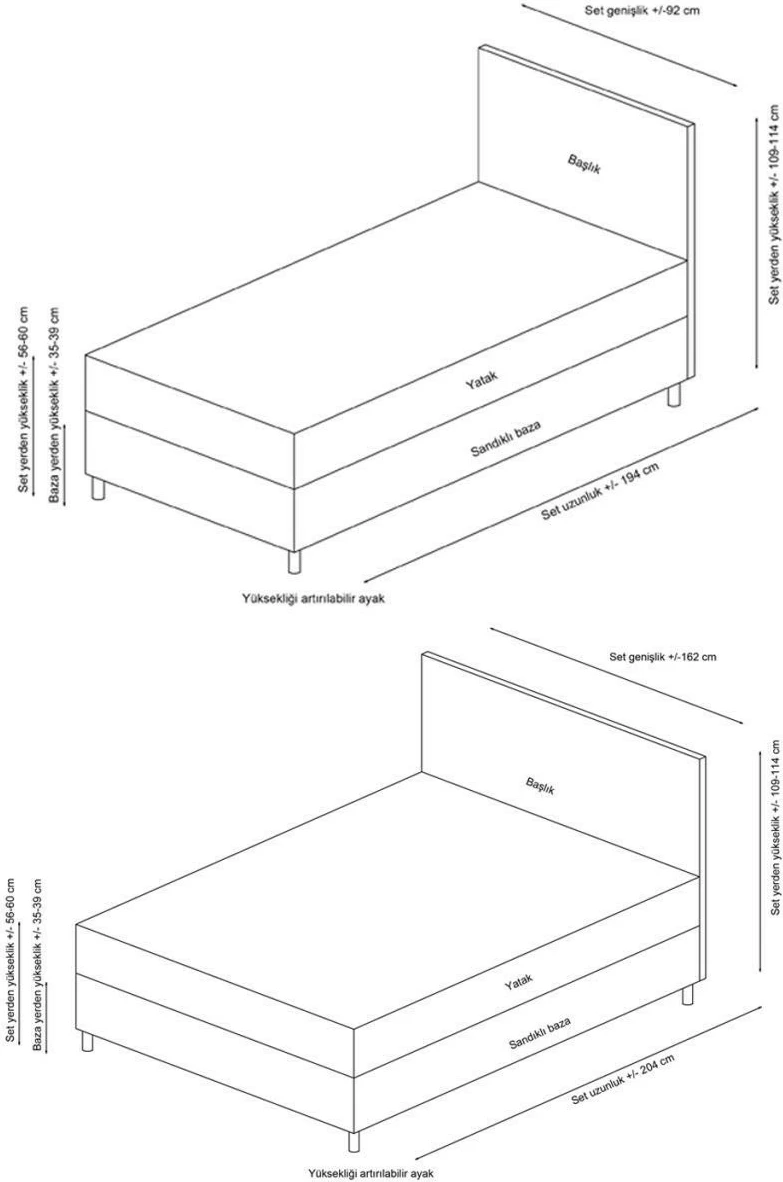 Baza dyshe dhe shtrat me taban, Vitalia, 150x200, ngjyrë gri e çelët