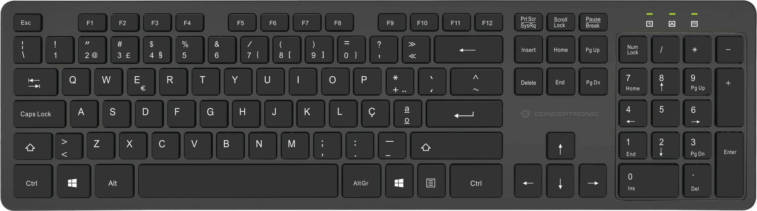 Set tastierë wireless me maus Conceptronic, QWERTY portugalisht, 105 taste, 2.4GHz, e zezë