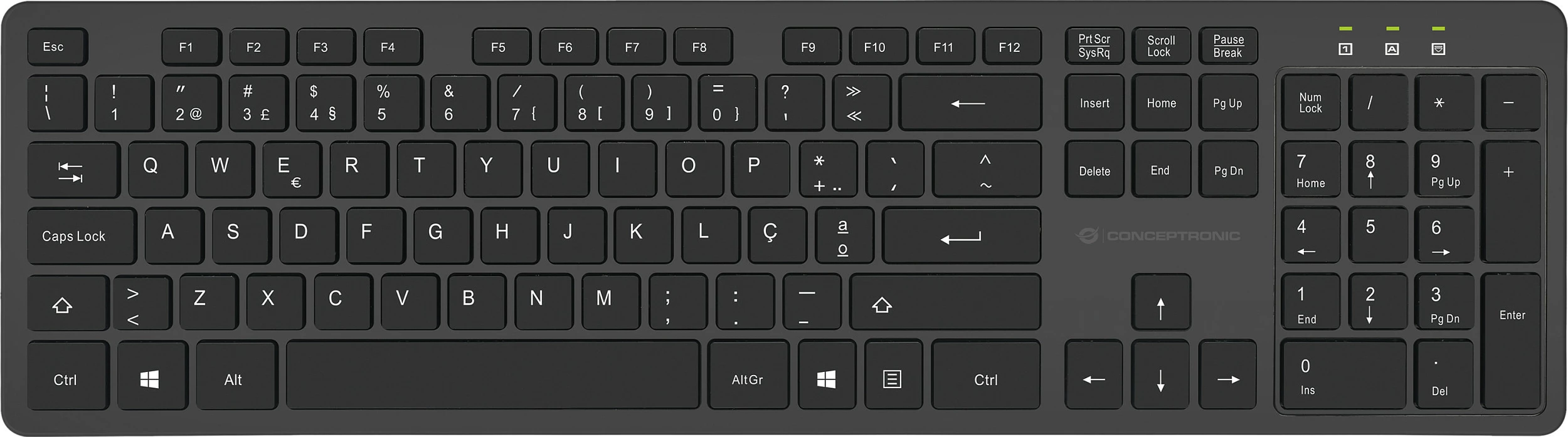 Set tastierë wireless me maus Conceptronic, QWERTY portugalisht, 105 taste, 2.4GHz, e zezë