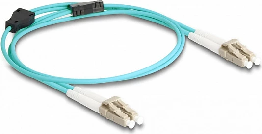 Kabllo fiber optike DeLOCK LC Duplex në LC Duplex, OM3 multimode, 1 m, e blinduar metalike, Aqua